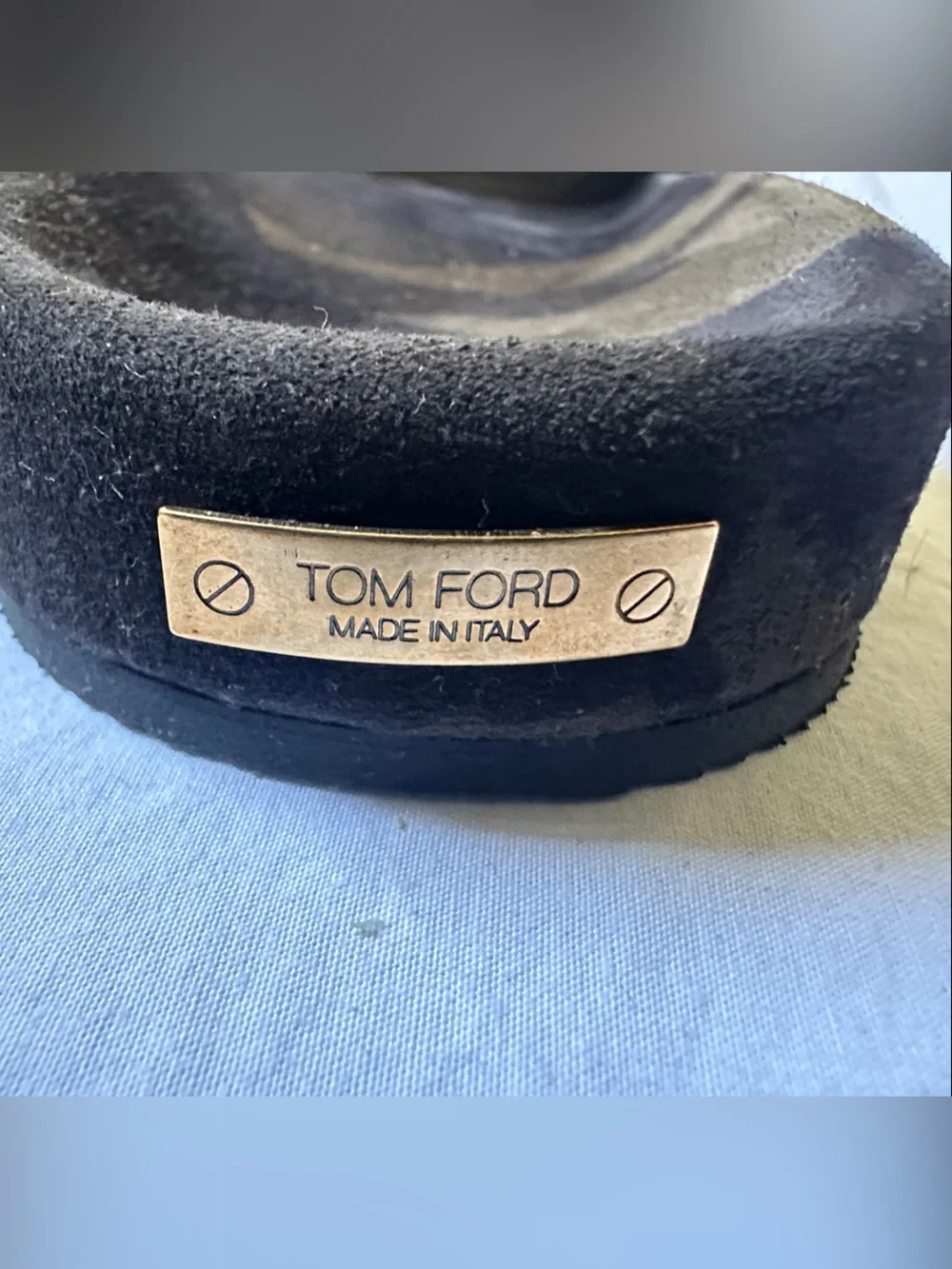 Tom Ford Gold Chain Accent Green Black Camouflage Men’s Slide Sandals Size 12T